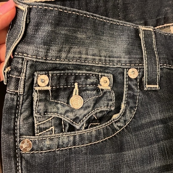 True Religion Y2K low rise World Tour jeans Straight with flaps, sz 29 - Picture 7 of 16